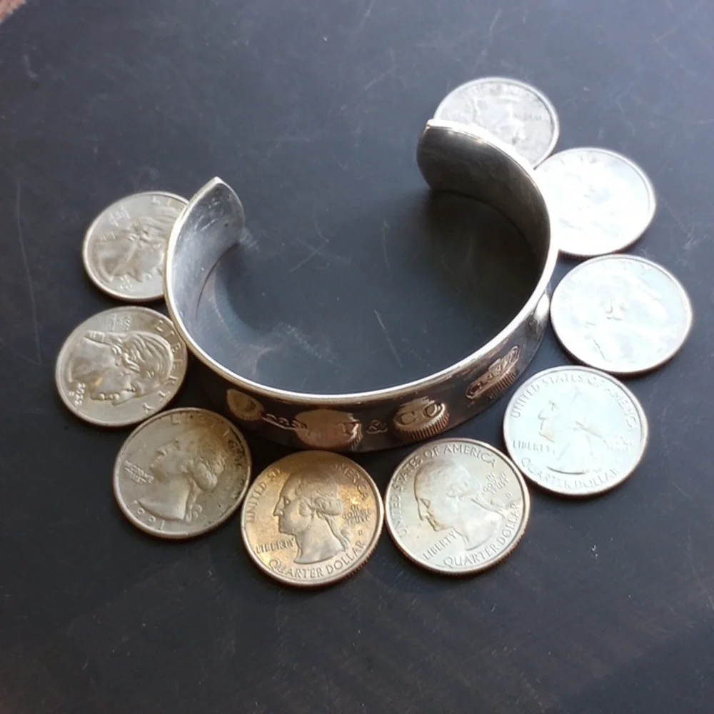 TIFFANY & CO. -925-SS- STAMPED: #"1837"- VINTAGE: yr.: 1997 -- CUFF BRACELET - Picture 9 of 12